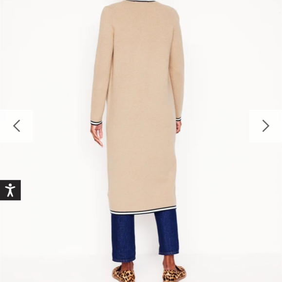 Boden Camel Cardigan with Striped Trim NWT No Will Not Take Out Of The Bag - Picture 3 of 3